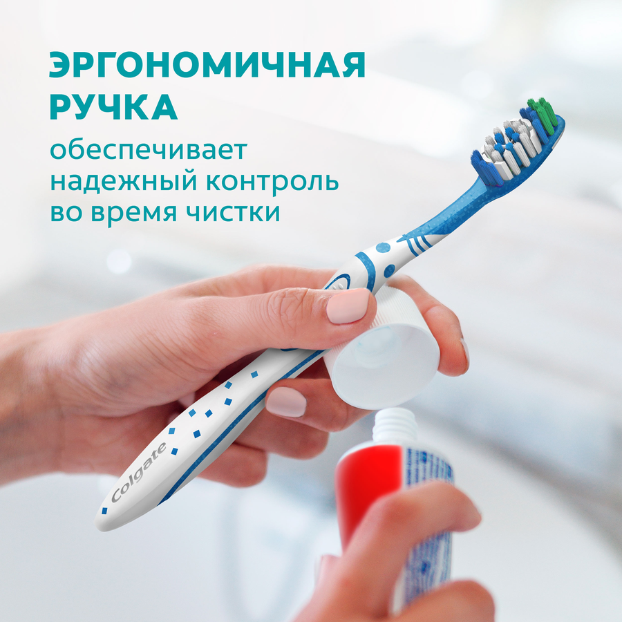 Зубная щетка COLGATE Макс Блеск, средней жесткости, 1+1, 2шт, предпросмотр