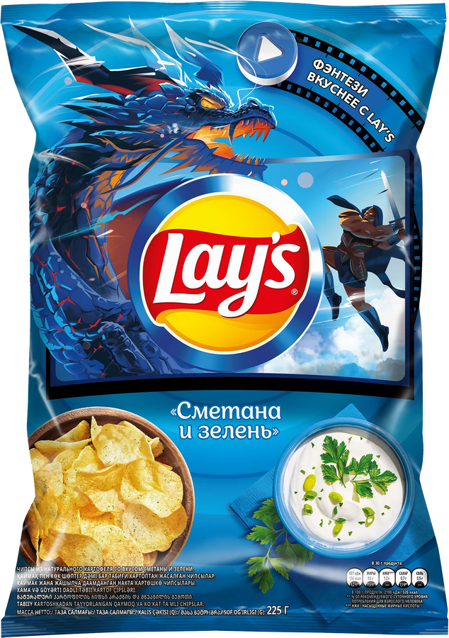 Чипсы картофельные LAY'S Сметана и зелень, 225г, превью