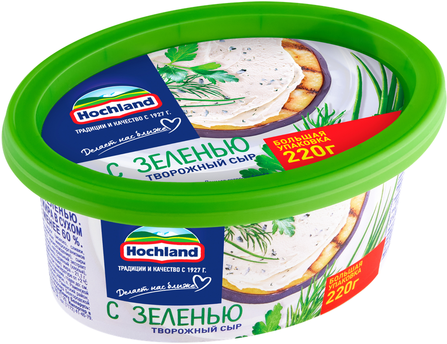 Сыр творожный HOCHLAND с зеленью 60%, без змж, 220г, превью