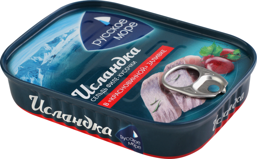 Сельдь РУССКОЕ МОРЕ Исландка, филе-кусочки в красновинной заливке, 115г, предпросмотр