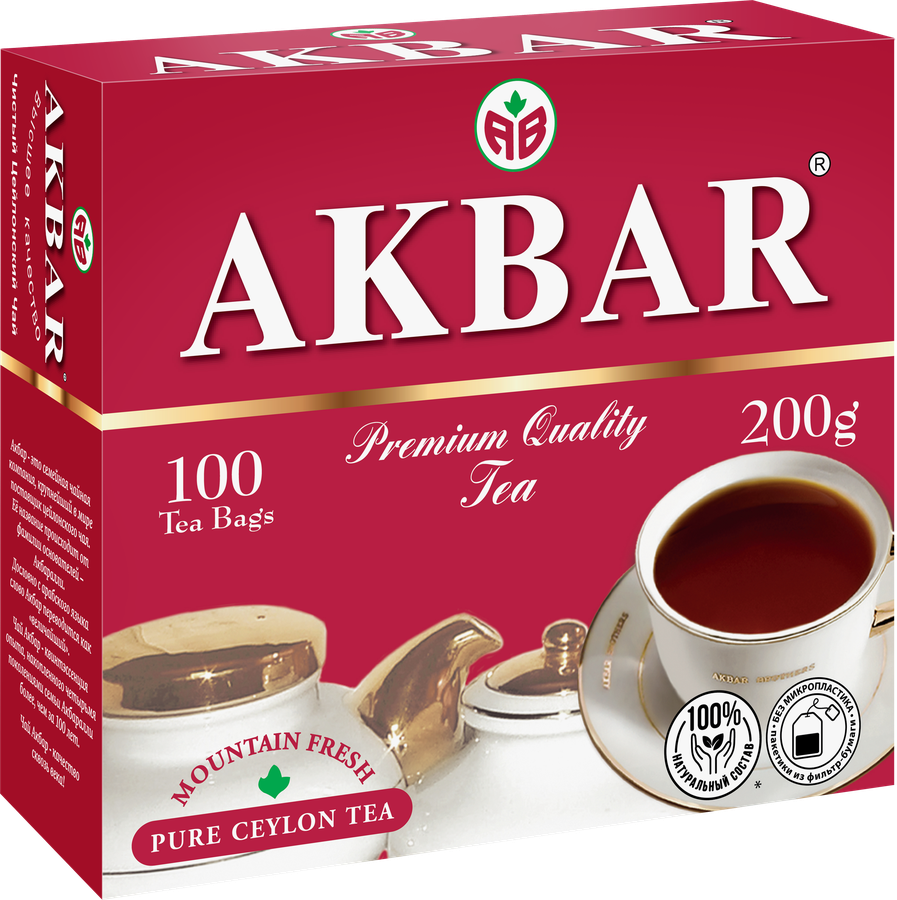 Чай черный AKBAR Красно-белая серия Цейлонский байховый, 100пак, превью