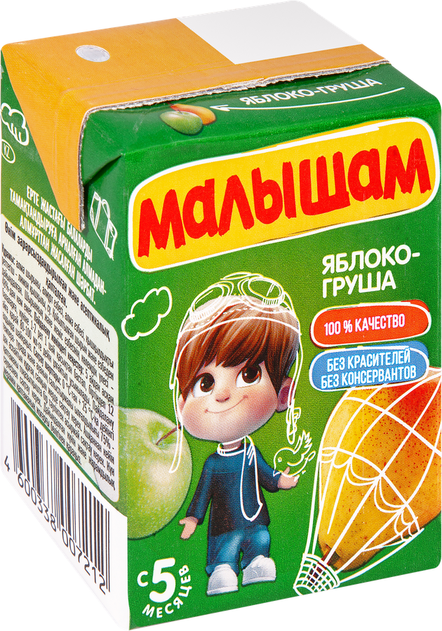 Нектар МАЛЫШАМ Яблоко-груша неосветленный, с 5 месяцев, 200мл, предпросмотр