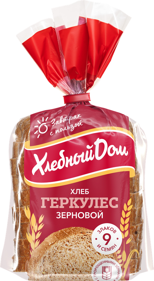 Хлеб зерновой ХЛЕБНЫЙ ДОМ Геркулес, в нарезке, половинка, 250г, превью