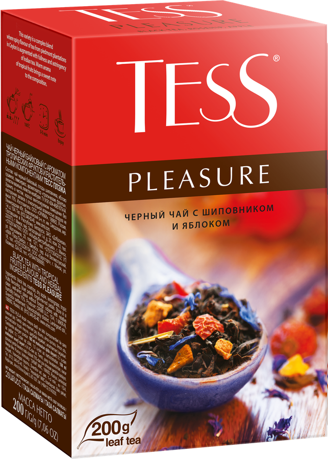 Чай черный TESS Pleasure с ароматом тропических фруктов и растительными компонентами байховый, листовой, 200г, предпросмотр