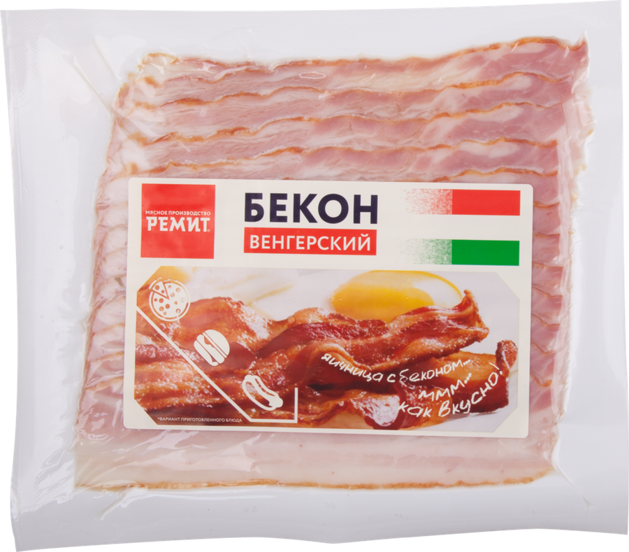 Бекон копчено-вареный РЕМИТ Венгерский, нарезка, 200г, превью
