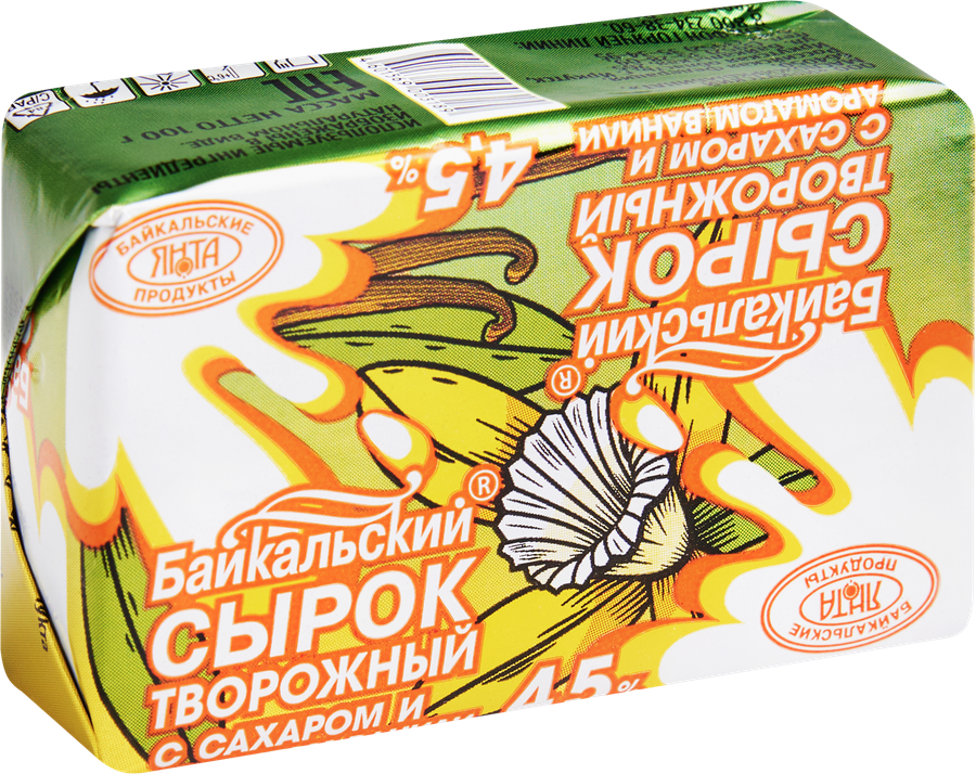 Сырок творожный ЯНТА Байкальский с сахаром и ванилином 4,5%, без змж, 100г, предпросмотр