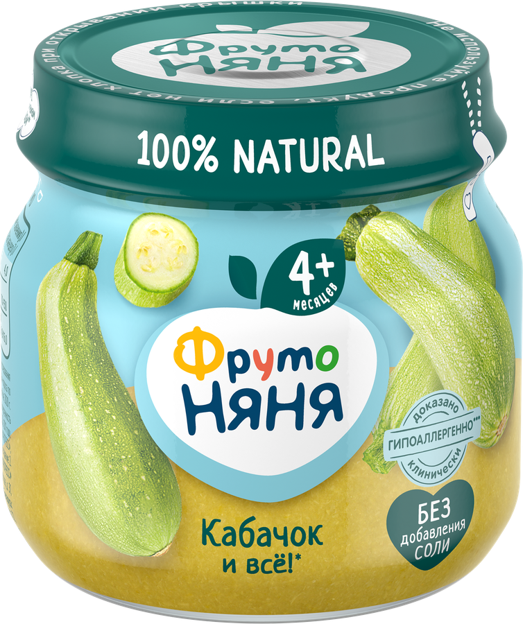 Пюре овощное ФРУТОНЯНЯ Кабачок, с 4 месяцев, 80г, превью