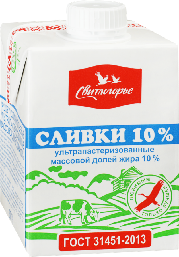 Сливки ультрапастеризованные СВИТЛОГОРЬЕ 10%, без змж, 500г, предпросмотр