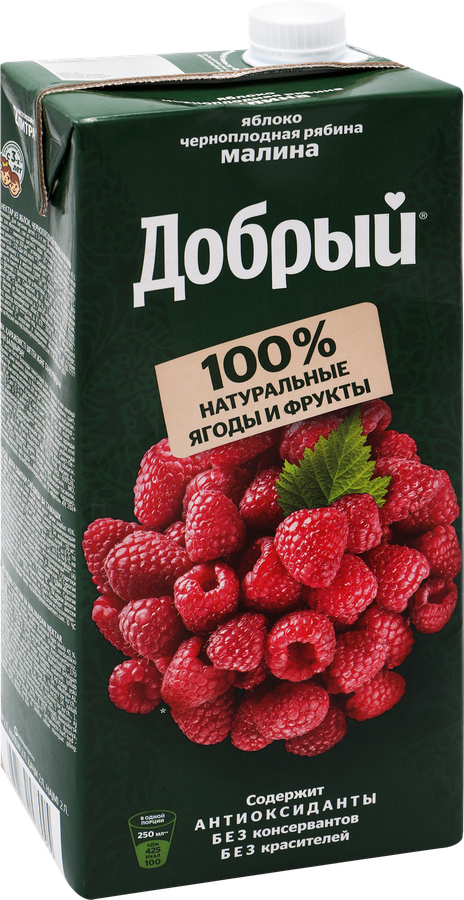 Нектар ДОБРЫЙ Яблоко, черноплодная рябина, малина, 2л, превью