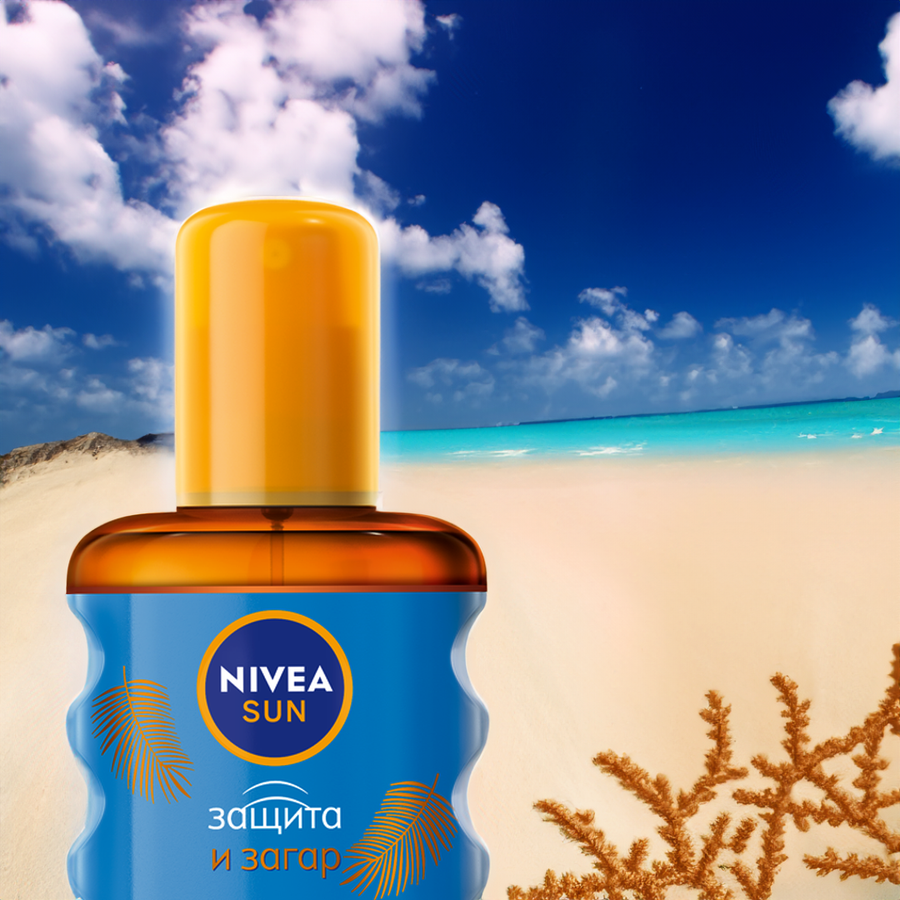 Масло-спрей солнцезащитный для загара NIVEA Sun Защита и загар SPF30, 200мл, предпросмотр