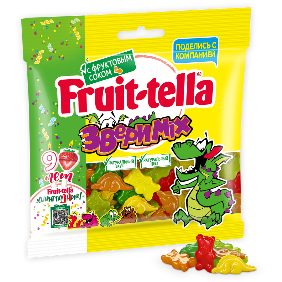 Мармелад жевательный FRUIT-TELLA Звери mix, 150г, превью