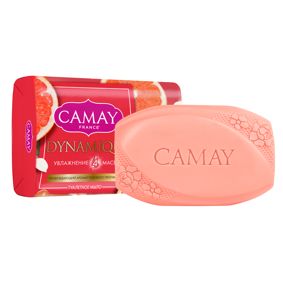 Туалетное мыло CAMAY Dynamique с ароматом розового грейпфрута, 85г, предпросмотр