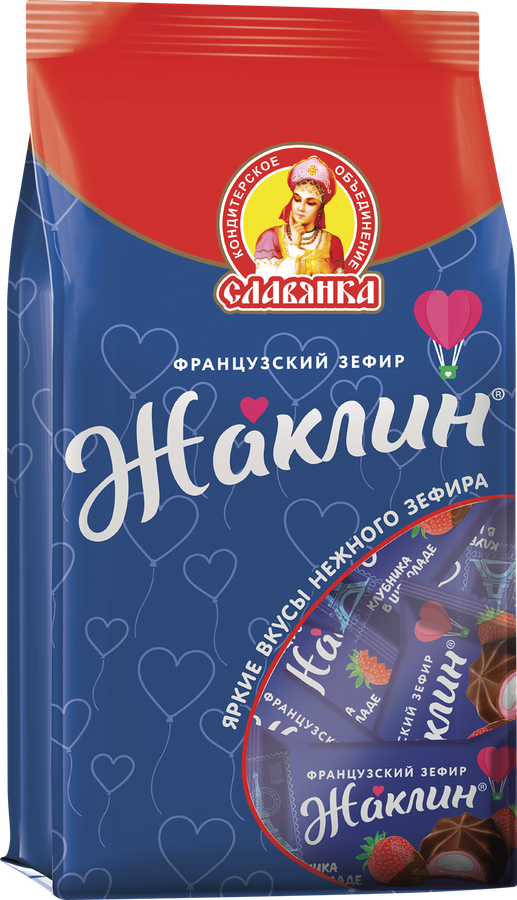 Конфеты СЛАВЯНКА Жаклин французский зефир клубника в шоколаде, 190г, предпросмотр