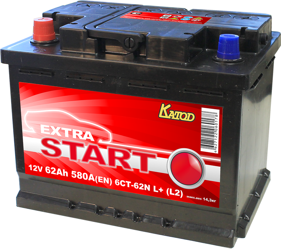 Аккумуляторная батарея EXTRA START 6CT-62N L+(L2), превью