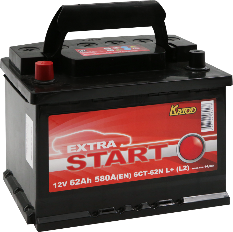 Аккумуляторная батарея EXTRA START 6CT-62N L+(L2), превью