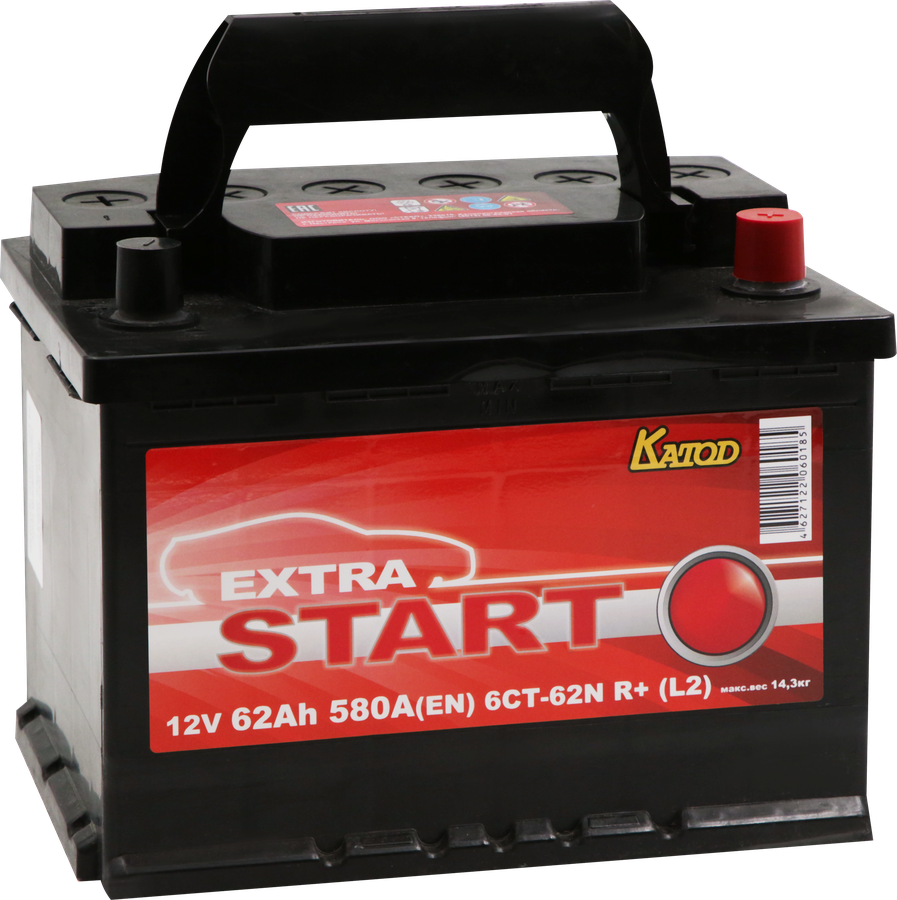 Аккумуляторная батарея EXTRA START 6CT-62N R+(L2), предпросмотр