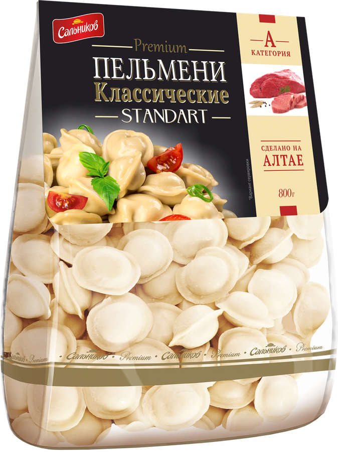 Пельмени САЛЬНИКОВ Premium Классические Standart, категория А, 800г, предпросмотр