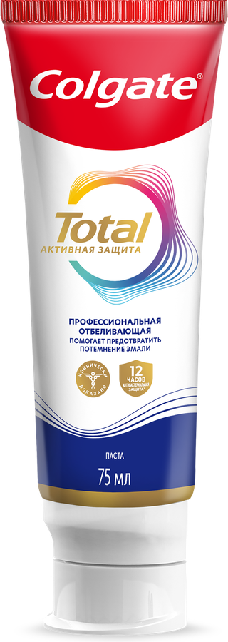 Зубная паста COLGATE Total 12 Профессиональная Отбеливающая с цинком и аргинином для борьбы с потемнениями эмали и с антибактериальной защитой, 75мл, превью