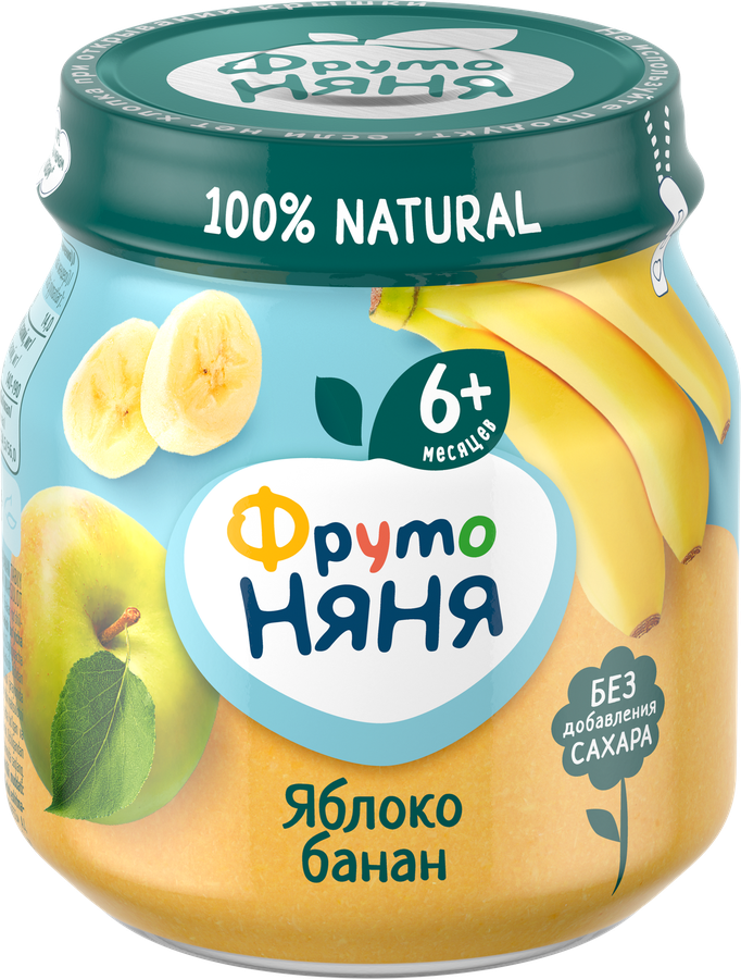 Пюре фруктовое ФРУТОНЯНЯ Яблоко и банан, с 6 месяцев, 100г, превью