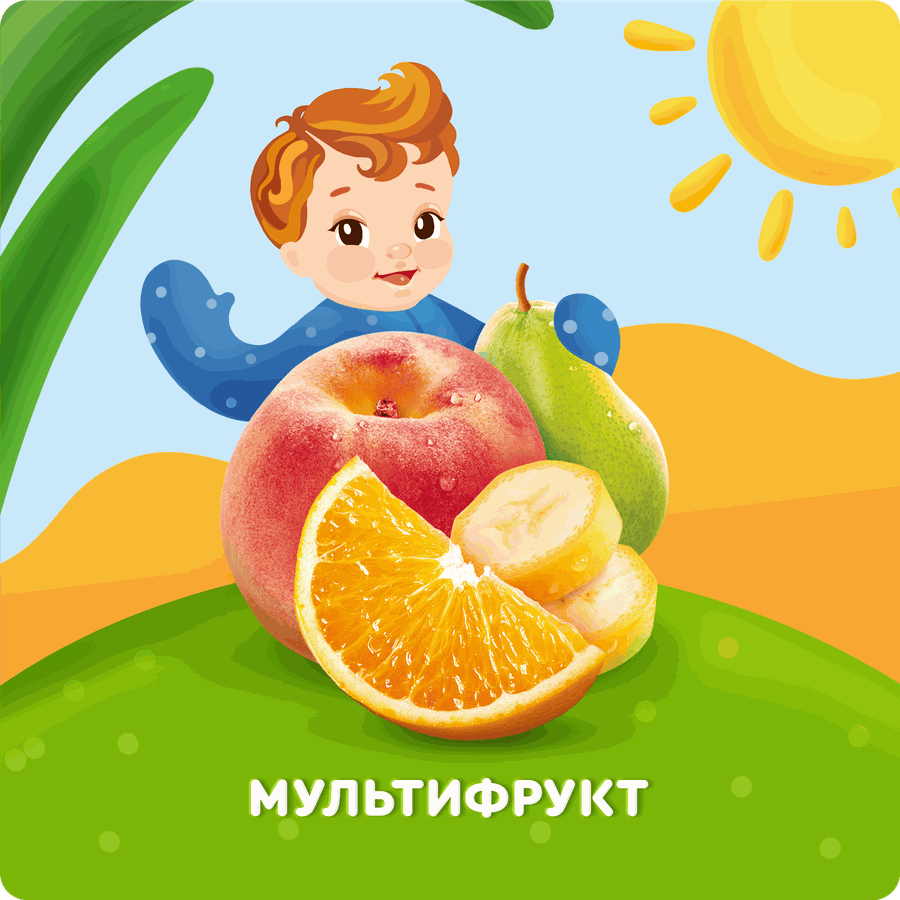 Пюре фруктовое детское АГУША Мультифрукт, с 6 месяцев, 90г, превью