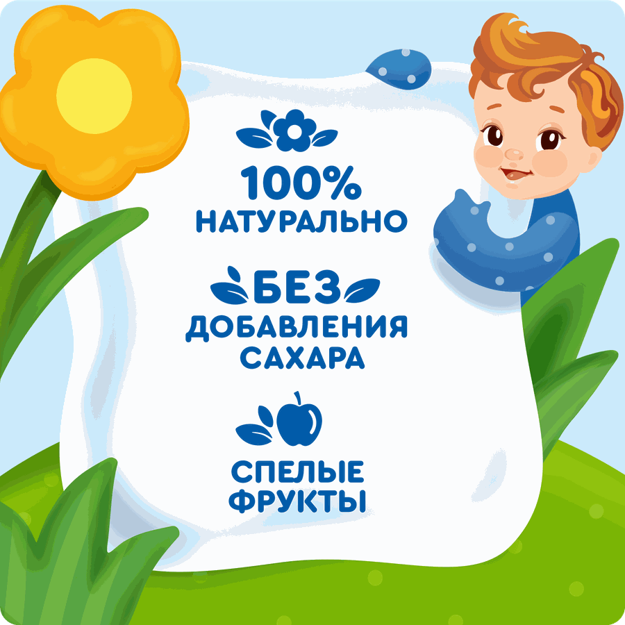 Пюре фруктовое детское АГУША Яблоко, банан, печенье, с 6 месяцев, 90г, превью