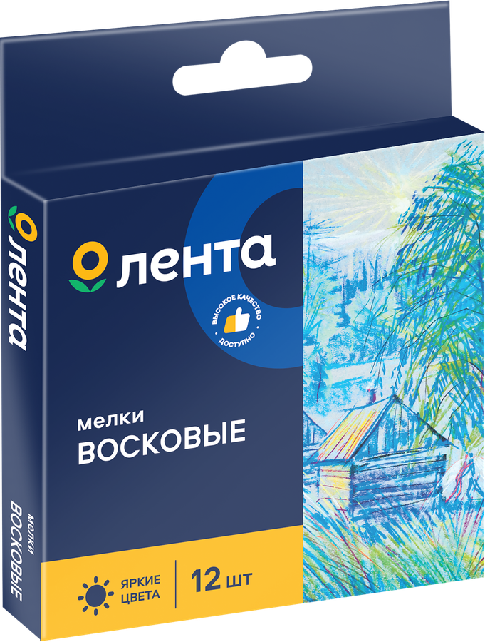 Мелки восковые ЛЕНТА 12 цветов Арт. Л 25С 1520-08, превью