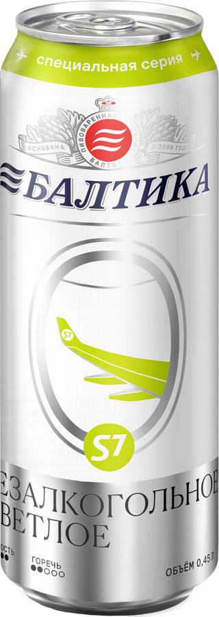 Пиво светлое безалкогольное БАЛТИКА 0, 0,5%, ж/б, 0.45л, превью