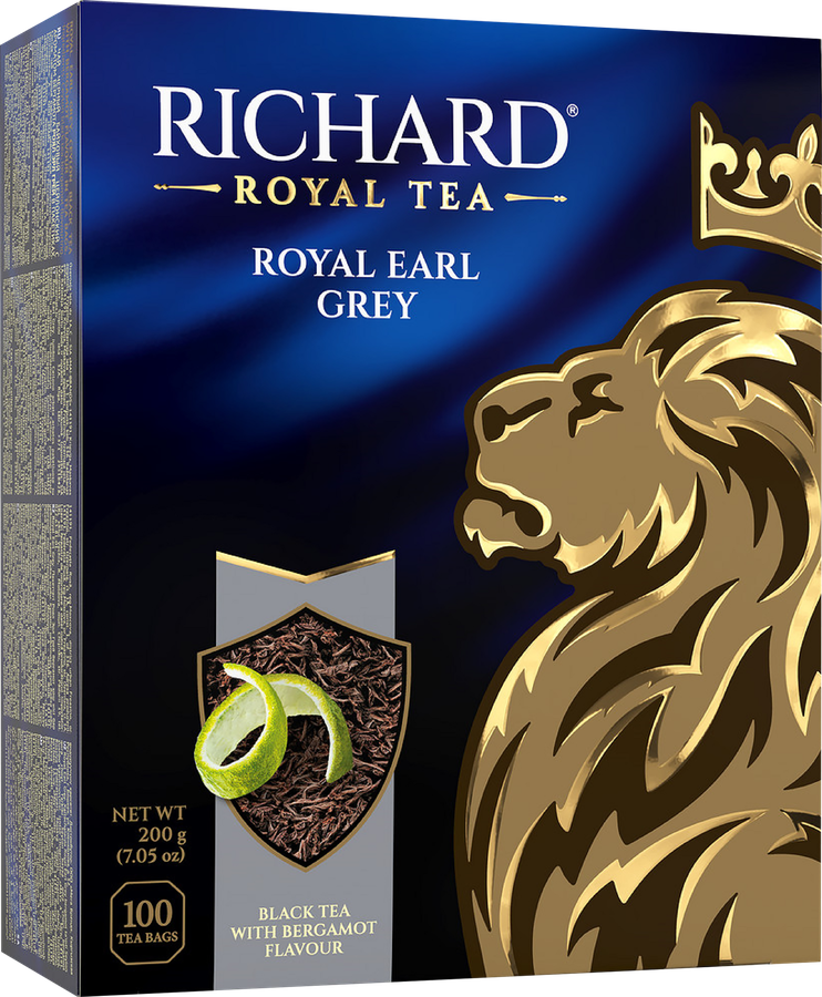 Чай черный RICHARD Royal Earl Grey Цейлонский с ароматом бергамота байховый, 100пак, предпросмотр