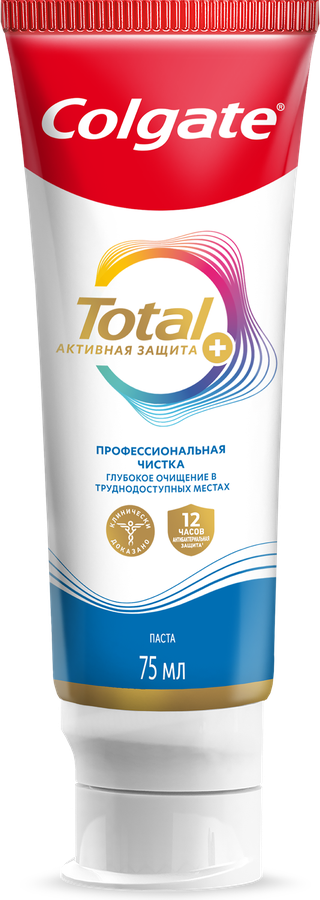 Зубная паста COLGATE Total 12 Профессиональная чистка со специальным ингредиентом для гладких и блестящих зубов, с цинком и аргинином для антибактериальной защиты, 75мл, предпросмотр