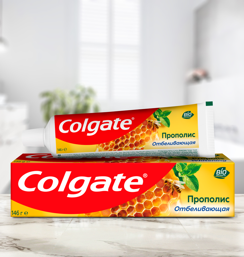 Зубная паста COLGATE Прополис отбеливающая с натуральными ингредиентами для бережного отбеливания зубов и сохранения здоровья десен, 100мл, предпросмотр