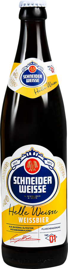 Пиво светлое SCHNEIDER Weisse Helle Weisse Weissbier Tap 01 нефильтрованное непастеризованное 4,9%, 0.5л, предпросмотр