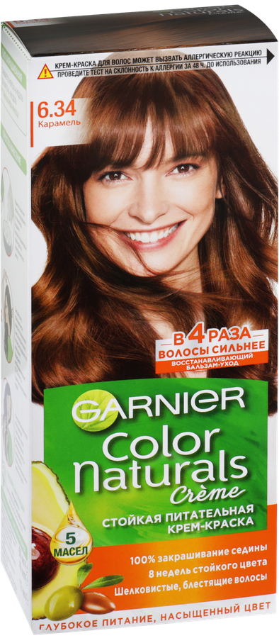 Краска для волос COLOR NATURALS 6.34 Карамель, с 3 маслами, 110мл, превью