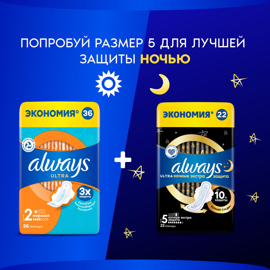 Прокладки ALWAYS Ultra Нормал, с крылышками, 36шт, превью