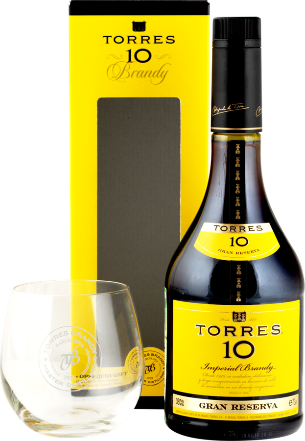 Бренди TORRES 10 Gran Reserva 38%, п/у + стакан, 0.7л, предпросмотр