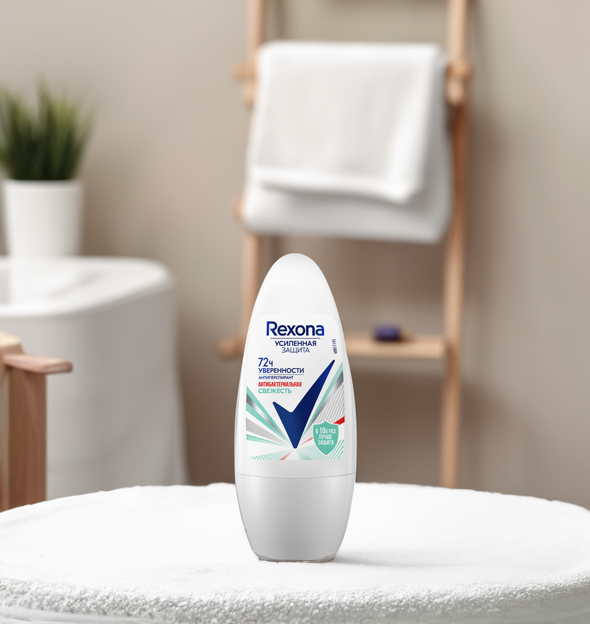 Дезодорант-антиперспирант роликовый женский REXONA Антибактериальная свежесть, 50мл, предпросмотр
