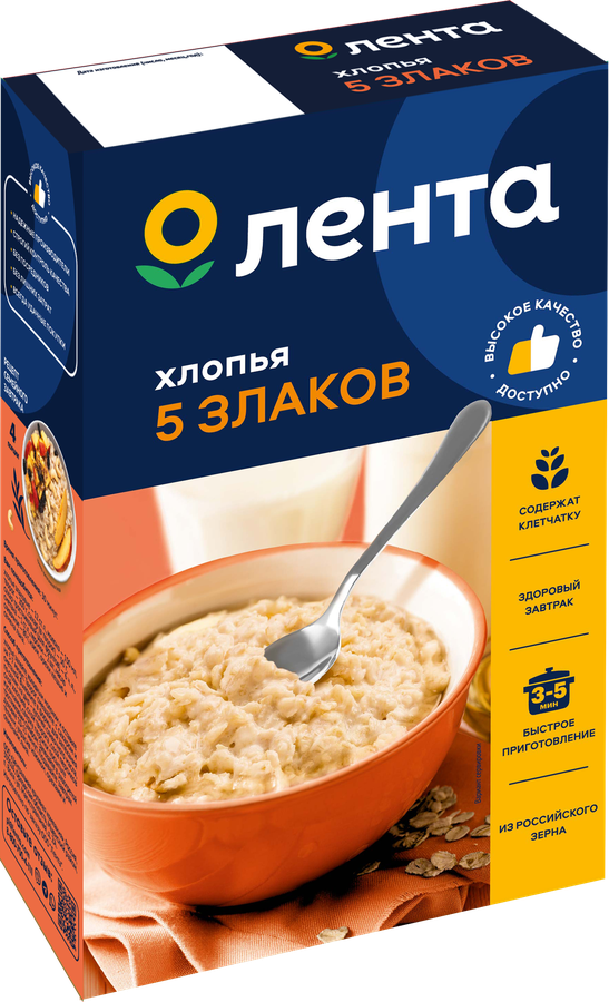 Хлопья мультизлаковые ЛЕНТА 5 злаков, 500г, превью