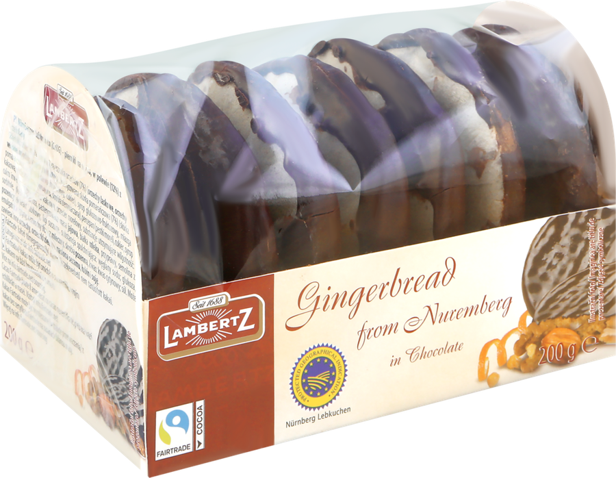 Пряники LAMBERTZ со вкусом шоколада, на тонкой вафле, в шоколадной глазури, 200г, предпросмотр
