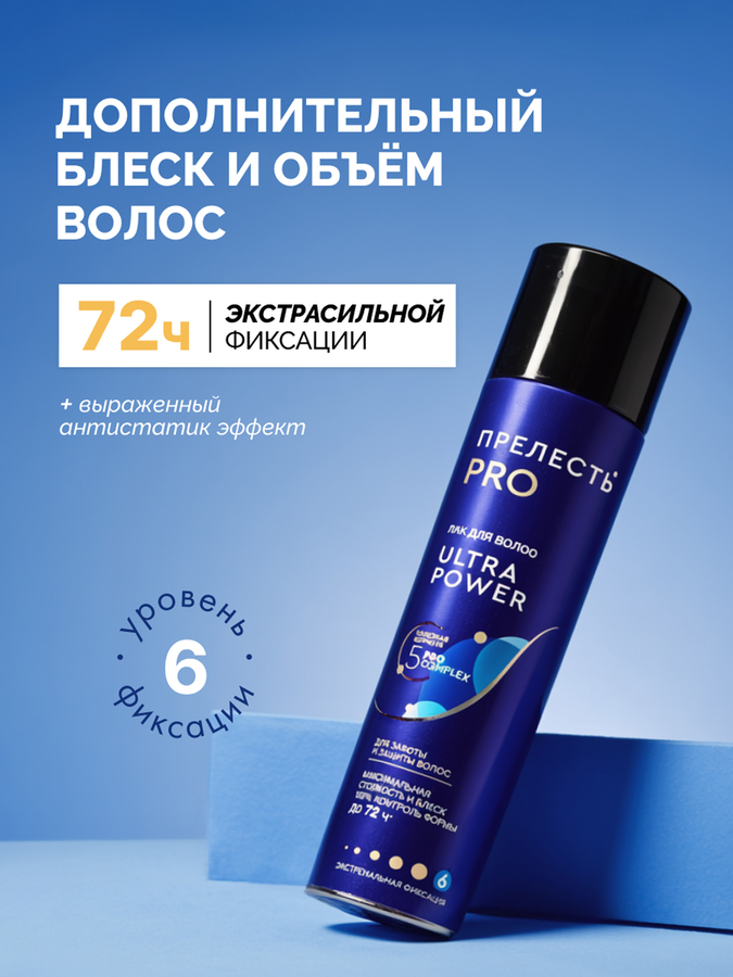 Лак для волос ПРЕЛЕСТЬ Professional Ultra Power, экстремальная фиксация, 300мл, предпросмотр