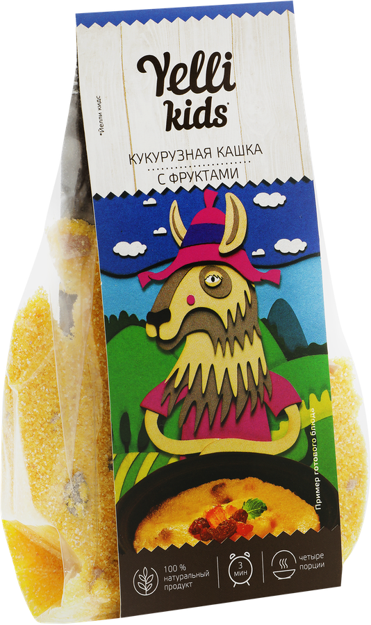 Кашка кукурузная YELLI Kids с фруктами, 120г, предпросмотр
