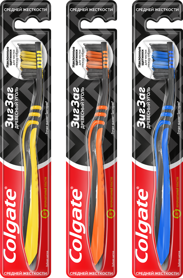 Зубная щетка COLGATE Зиг Заг Древесный уголь многофункциональная, средней жесткости, превью