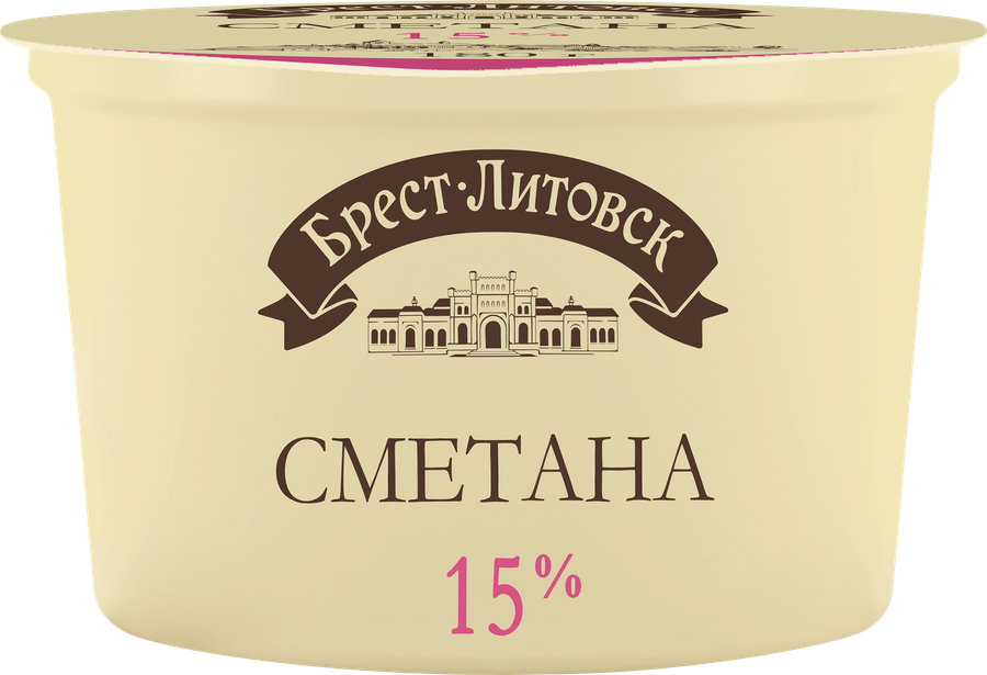 Сметана БРЕСТ-ЛИТОВСК 15%, без змж, 180г, превью