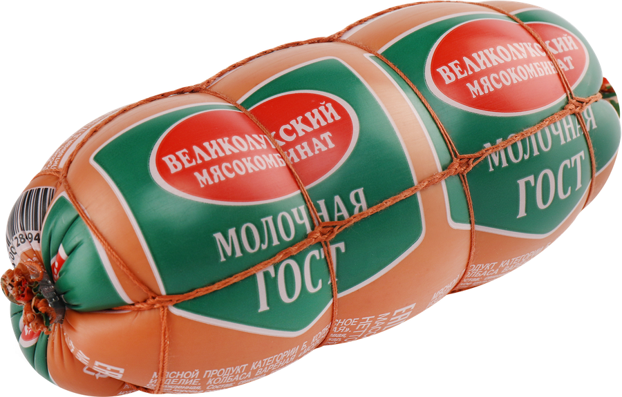Колбаса вареная МК ВЕЛИКОЛУКСКИЙ Молочная ГОСТ в обвязке, 500г, предпросмотр