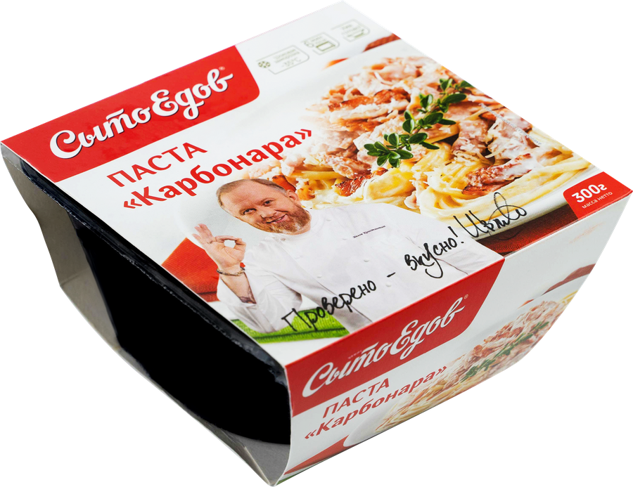 Паста СЫТОЕДОВ Карбонара с сыром и беконом в сливочном соусе, 300г, превью