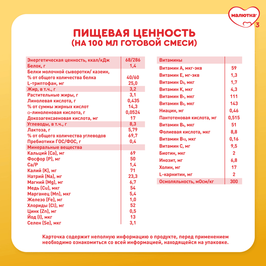 Смесь молочная МАЛЮТКА 2, с 6 месяцев, 600г, предпросмотр
