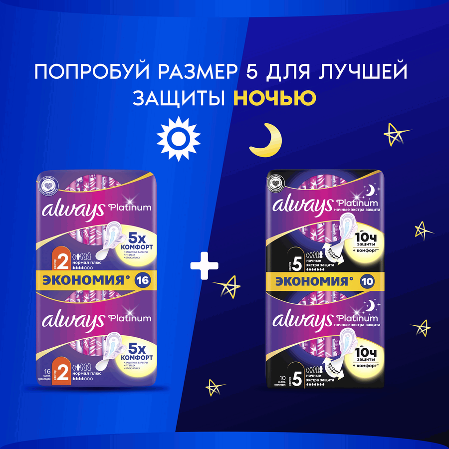 Прокладки ALWAYS Platinum Нормал Плюс, ультратонкие, с крылышками, 16шт, превью