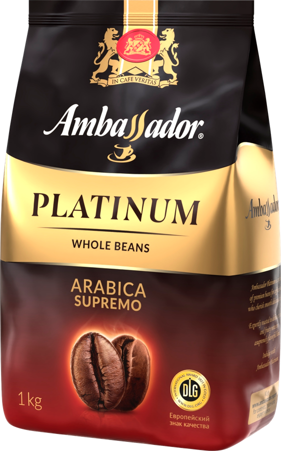Кофе зерновой AMBASSADOR Platinum натуральный жареный, 1кг, превью