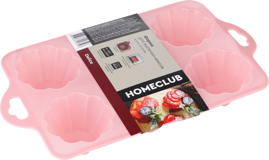 Форма для выпечки кексов HOMECLUB Delice 28,5x17x4см, силикон, в ассортименте Арт. B-12008L, предпросмотр