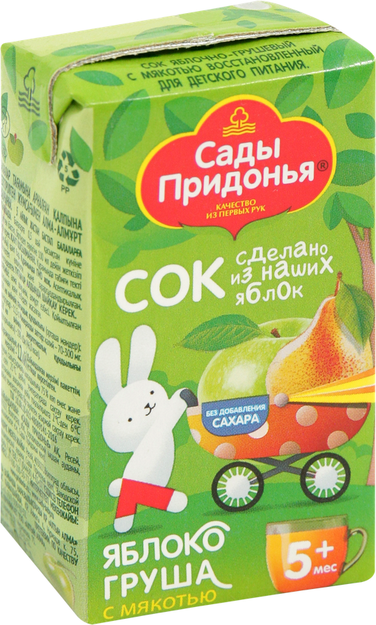 Сок САДЫ ПРИДОНЬЯ Яблоко, груша с мякотью, с 5 месяцев, 125мл, предпросмотр