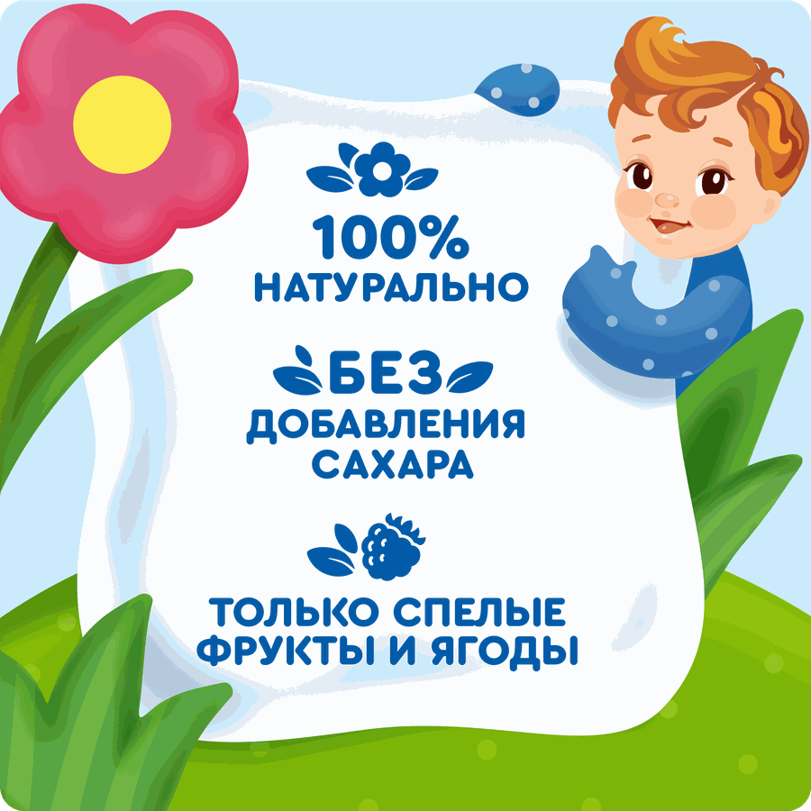 Пюре фруктово-ягодное детское АГУША Яблоко, ежевика, малина, с 5 месяцев, 90г, превью
