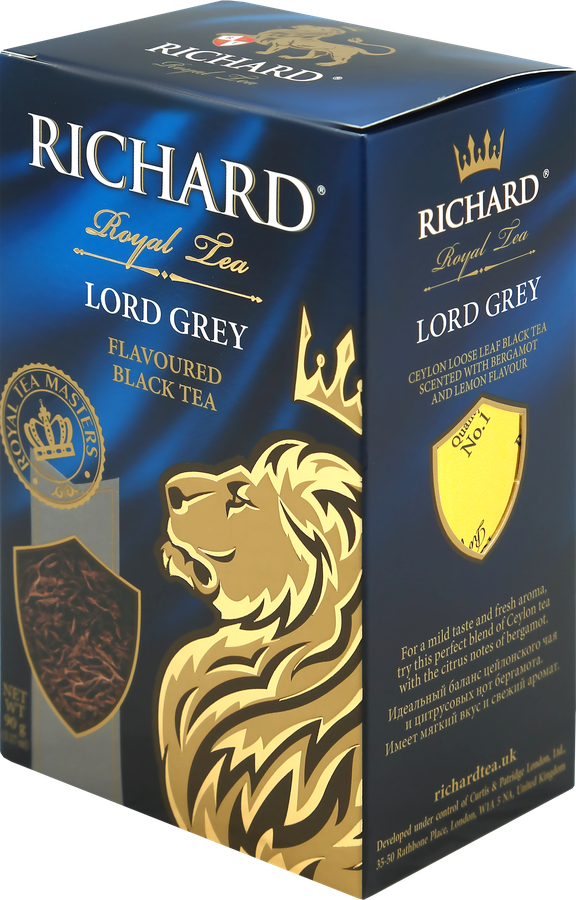 Чай черный RICHARD Lord Grey Цейлонский с ароматом бергамота и лимона, листовой, 90г, предпросмотр